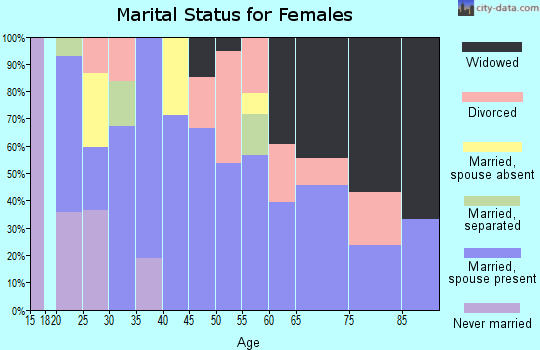 Zip code 25265 marital status for females