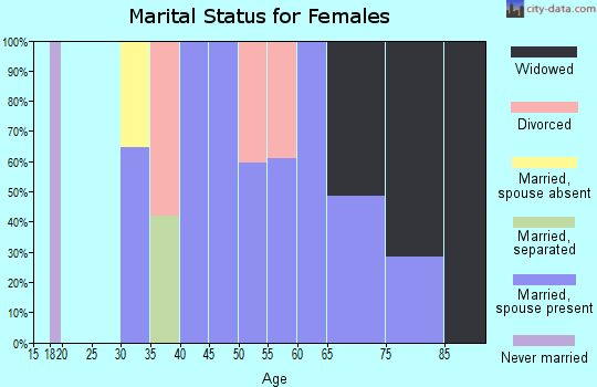 Zip code 25268 marital status for females