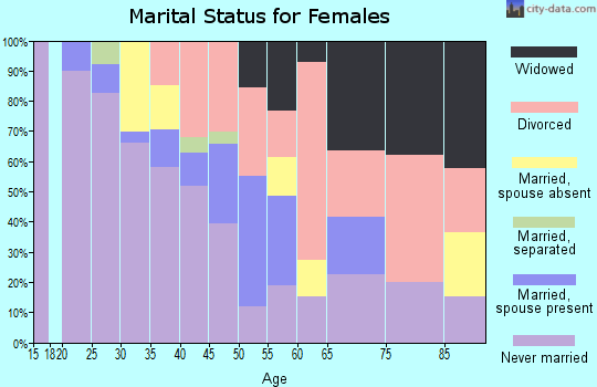 Zip code 25301 marital status for females