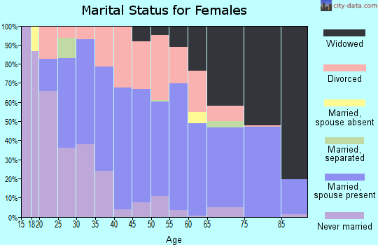 Zip code 25306 marital status for females