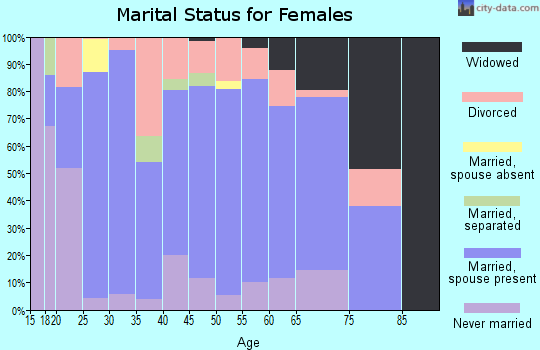Zip code 25427 marital status for females
