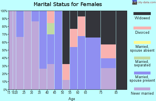 Zip code 25507 marital status for females