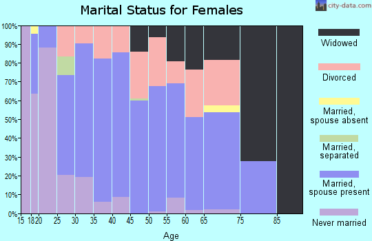 Zip code 25508 marital status for females