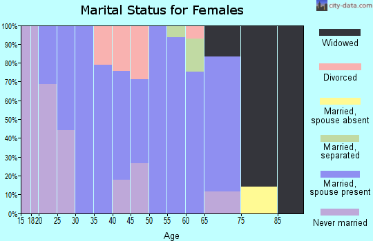 Zip code 25524 marital status for females