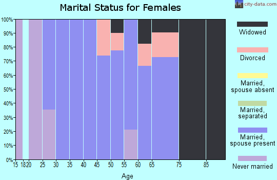 Zip code 25535 marital status for females