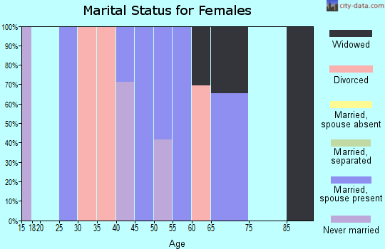 Zip code 25565 marital status for females