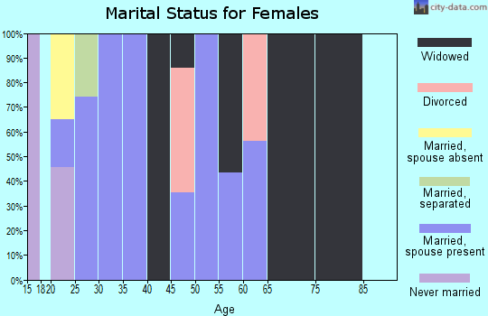 Zip code 25607 marital status for females