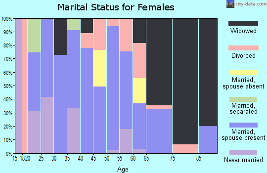 Zip code 25635 marital status for females