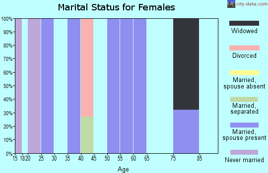 Zip code 25647 marital status for females