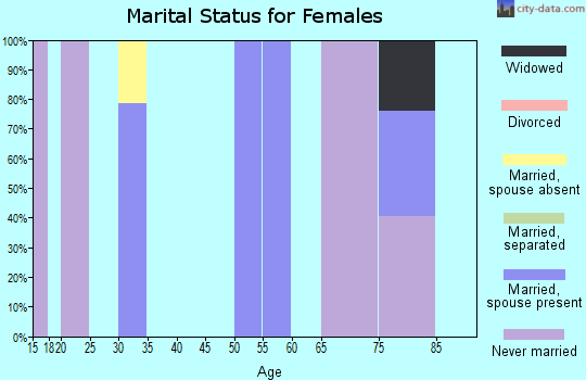 Zip code 25653 marital status for females