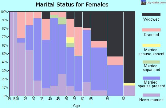 Zip code 25661 marital status for females