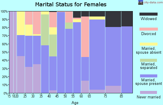 Zip code 25813 marital status for females