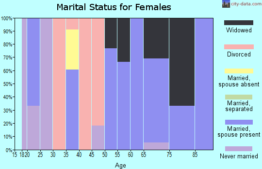 Zip code 25871 marital status for females