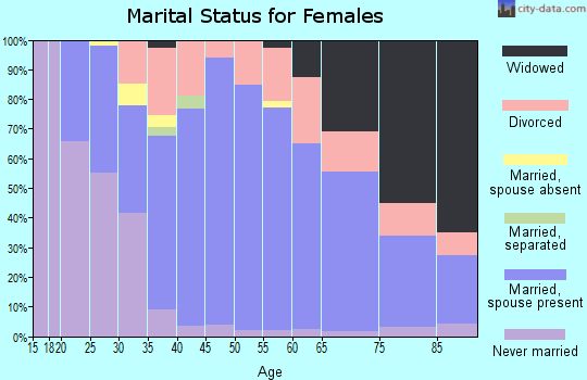 Zip code 26155 marital status for females
