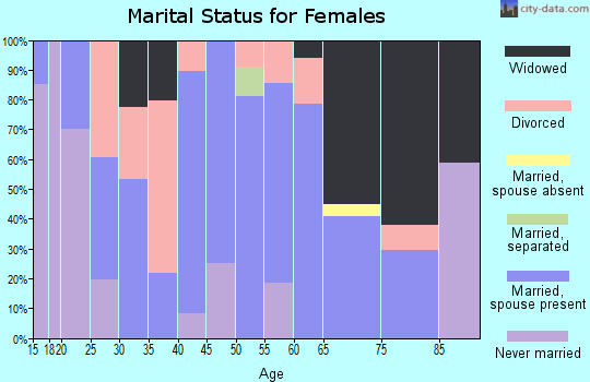 Zip code 26205 marital status for females