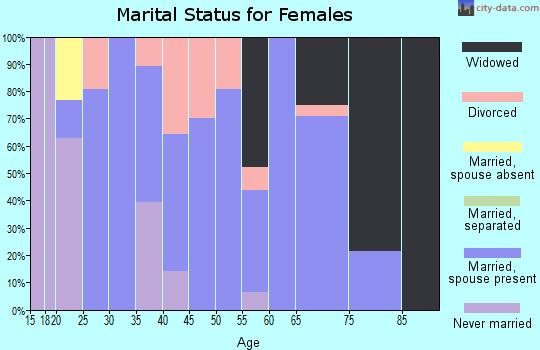 Zip code 26275 marital status for females