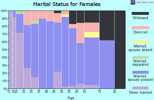 Zip code 27043 marital status for females
