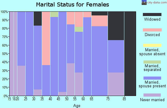 Zip code 27283 marital status for females