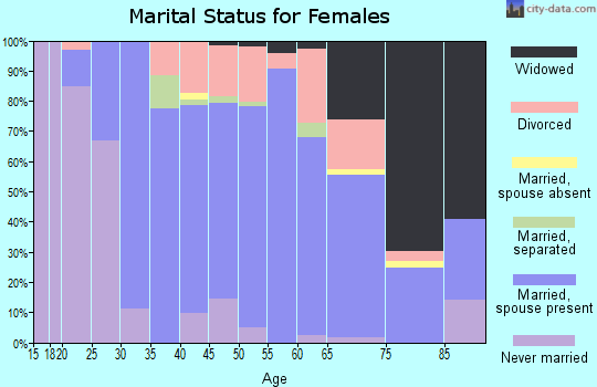 Zip code 28037 marital status for females