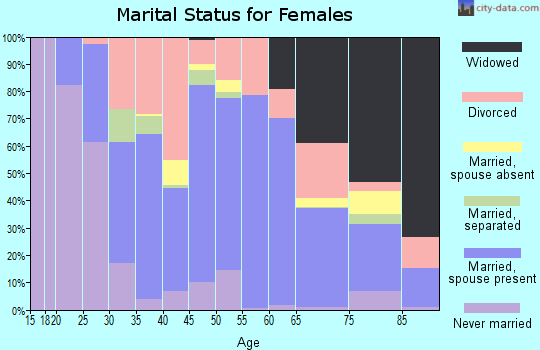 Zip code 28090 marital status for females