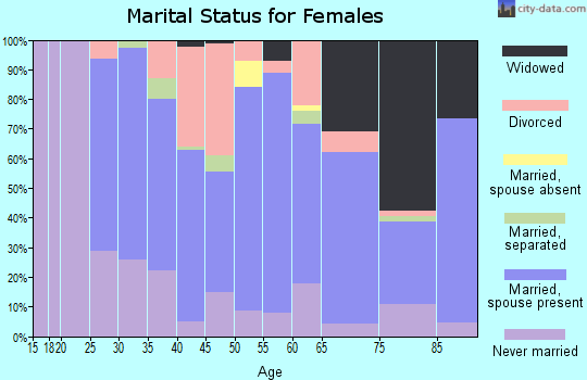 Zip code 28166 marital status for females