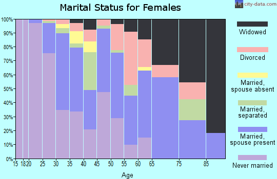 Zip code 28203 marital status for females