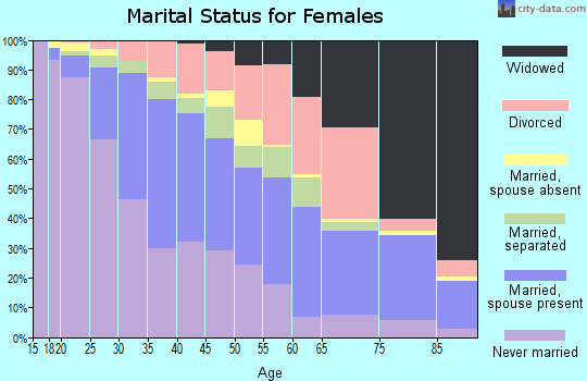 Zip code 28205 marital status for females