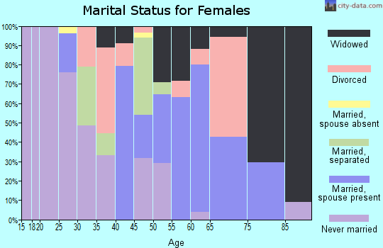 Zip code 28343 marital status for females