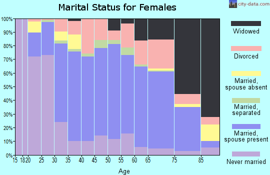 Zip code 28405 marital status for females