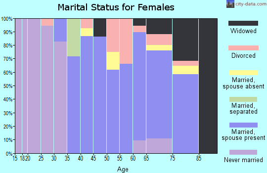 Zip code 28480 marital status for females