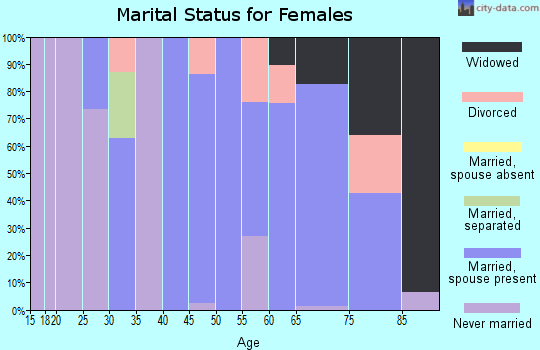 Zip code 28618 marital status for females