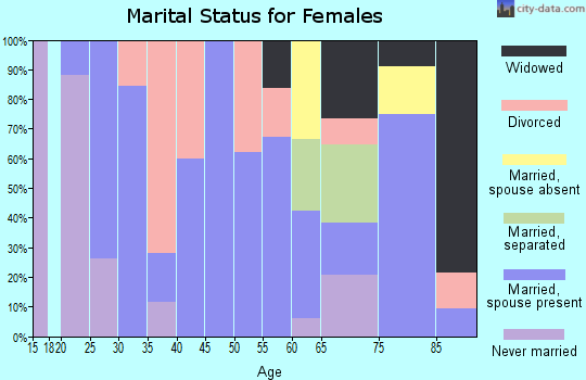 Zip code 28619 marital status for females