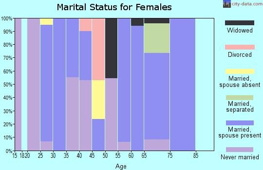 Zip code 29821 marital status for females
