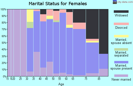 Zip code 32951 marital status for females