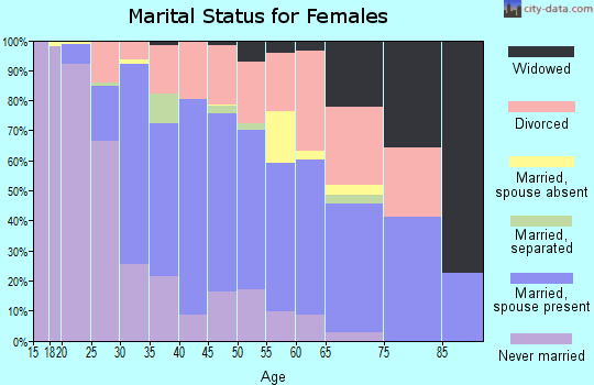 Zip code 33625 marital status for females