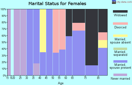 Zip code 38461 marital status for females