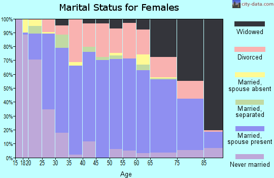 Zip code 38464 marital status for females