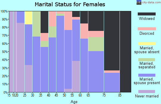 Zip code 38833 marital status for females