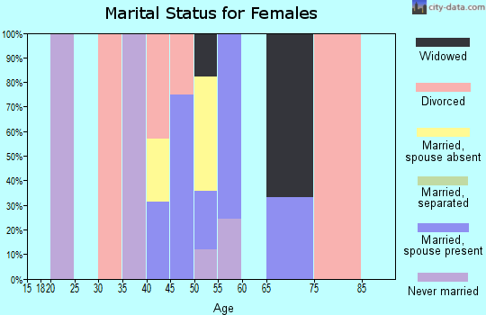 Zip code 40874 marital status for females