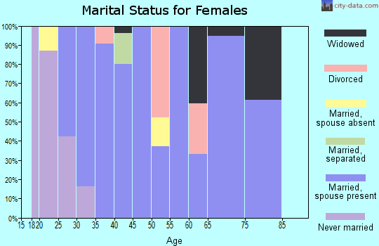 Zip code 43009 marital status for females