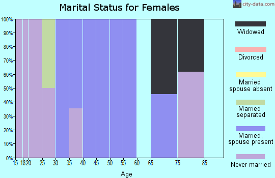 Zip code 43029 marital status for females