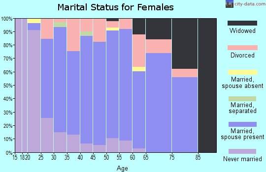 Zip code 43074 marital status for females