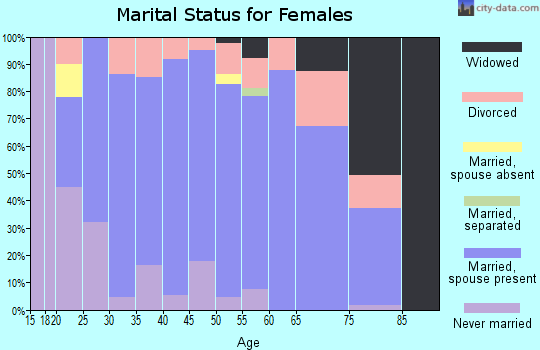 Zip code 43080 marital status for females