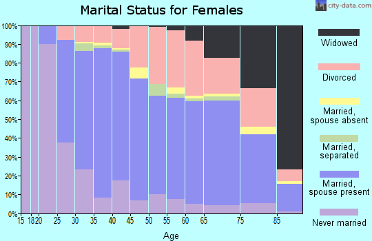 Zip code 43085 marital status for females