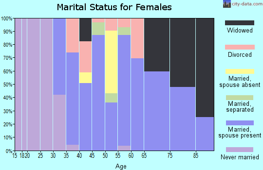 Zip code 43155 marital status for females