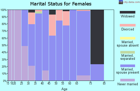 Zip code 43549 marital status for females