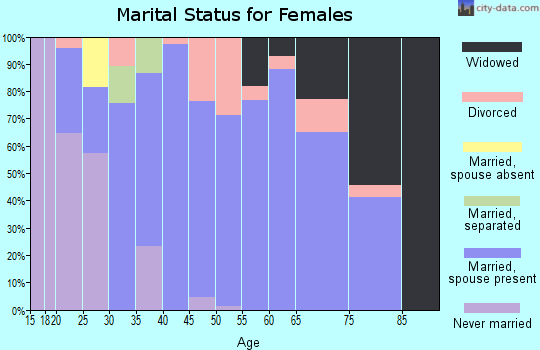 Zip code 43837 marital status for females