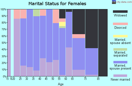 Zip code 43903 marital status for females