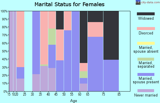 Zip code 43913 marital status for females