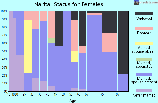 Zip code 43915 marital status for females